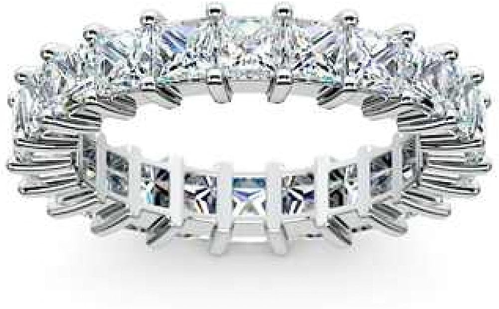 Madina Jewelry 4.00 ct Ladies Princess Cut Diamond Eternity Band in Prong Set in 14 kt White Gold