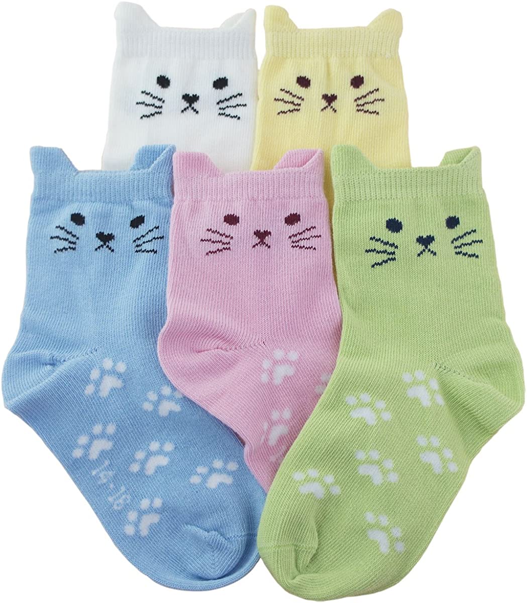 Tandi Kids Girls Cotton Cute Socks Low Cut Crew Ankle No Toe Seam Pack of 5