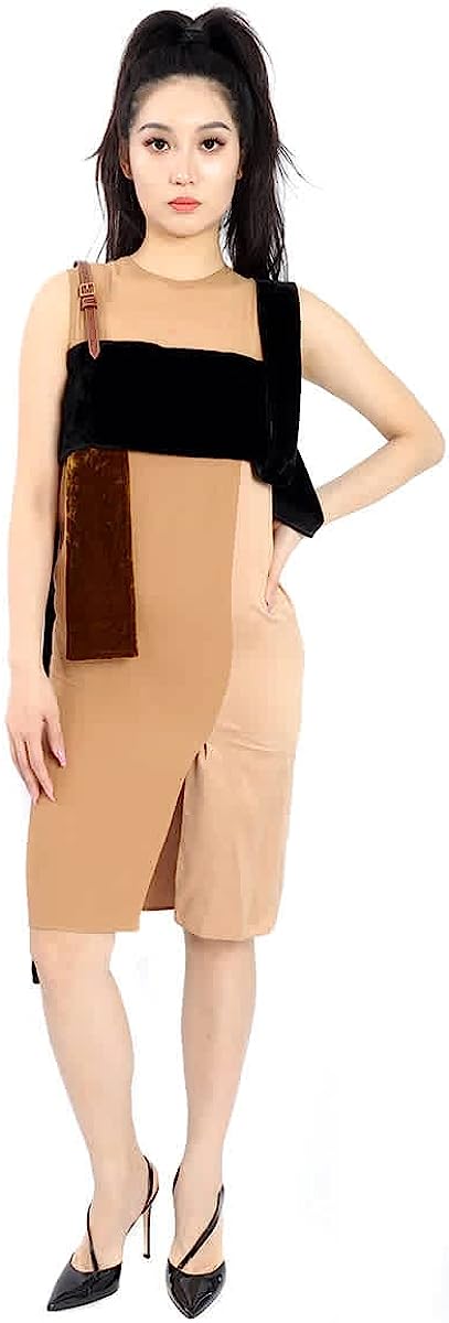 BURBERRY Silk and Velvet Strap Detail Dress