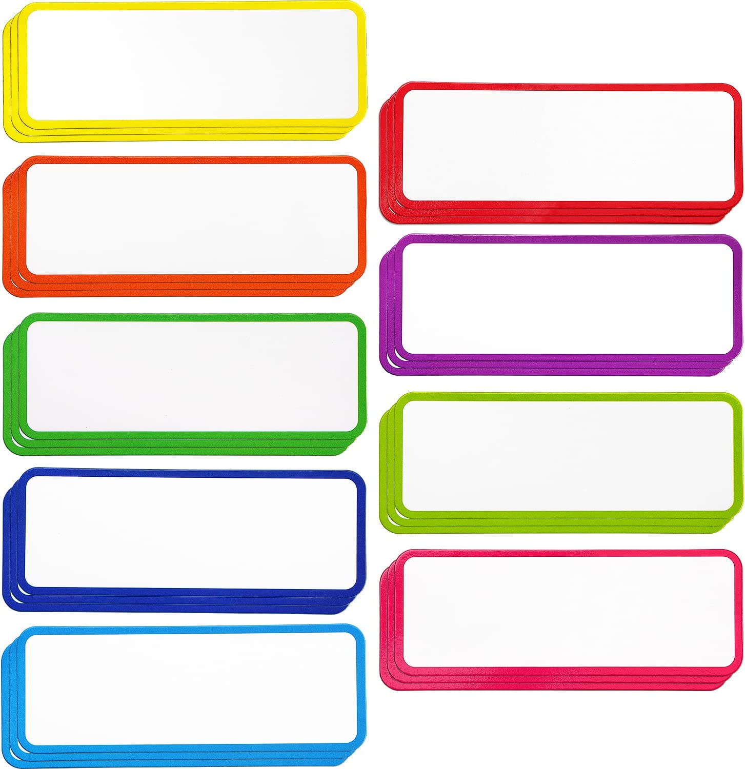 Stary City Magnetic Dry Erase Labels Name Plates Tags Rainbow Neon Sticker for Whiteboards Locker Fridge, 27 Lables 9 Colors, 3.2inch x 1.2inch,White