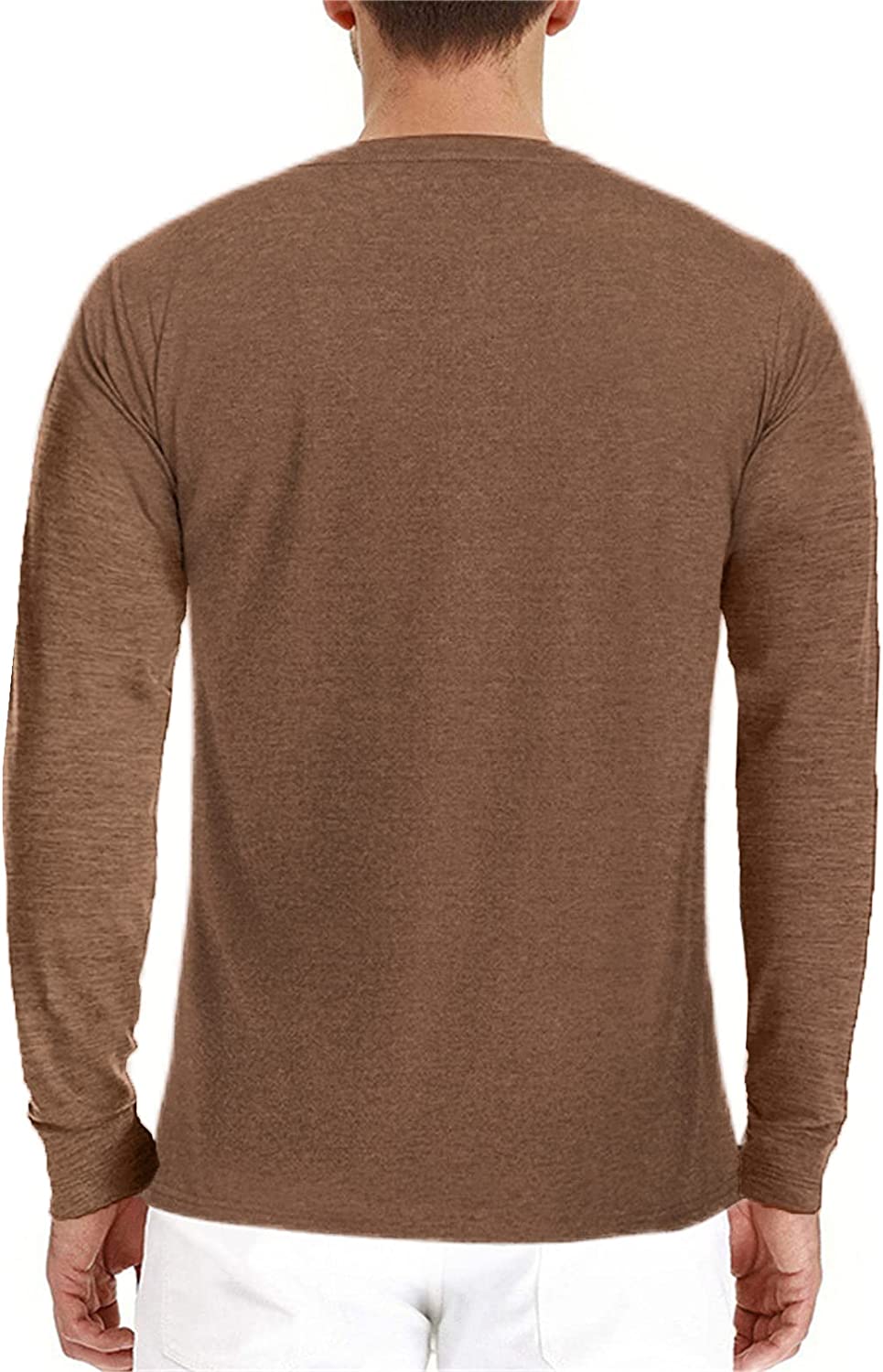 Lexiart Mens Fashion Henley Shirts Long Sleeve Button Cotton T-Shirt with Pocket