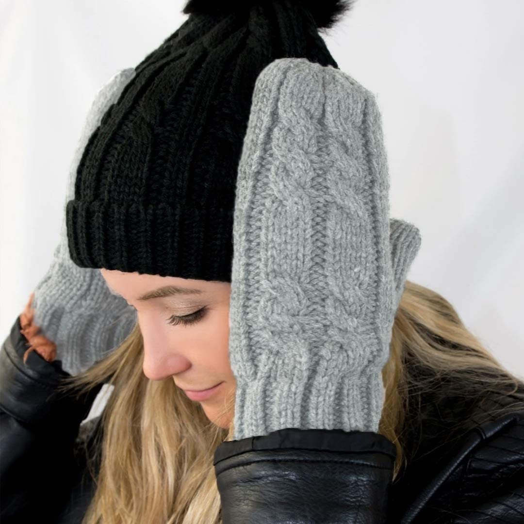 isotoner Women's Chunky Cable Knit Sherpasoft Mittens