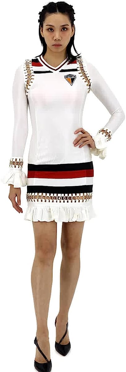 BURBERRY White Ring-Pierced Striped Stretch Jersey Mini Dress, Size XX-Small