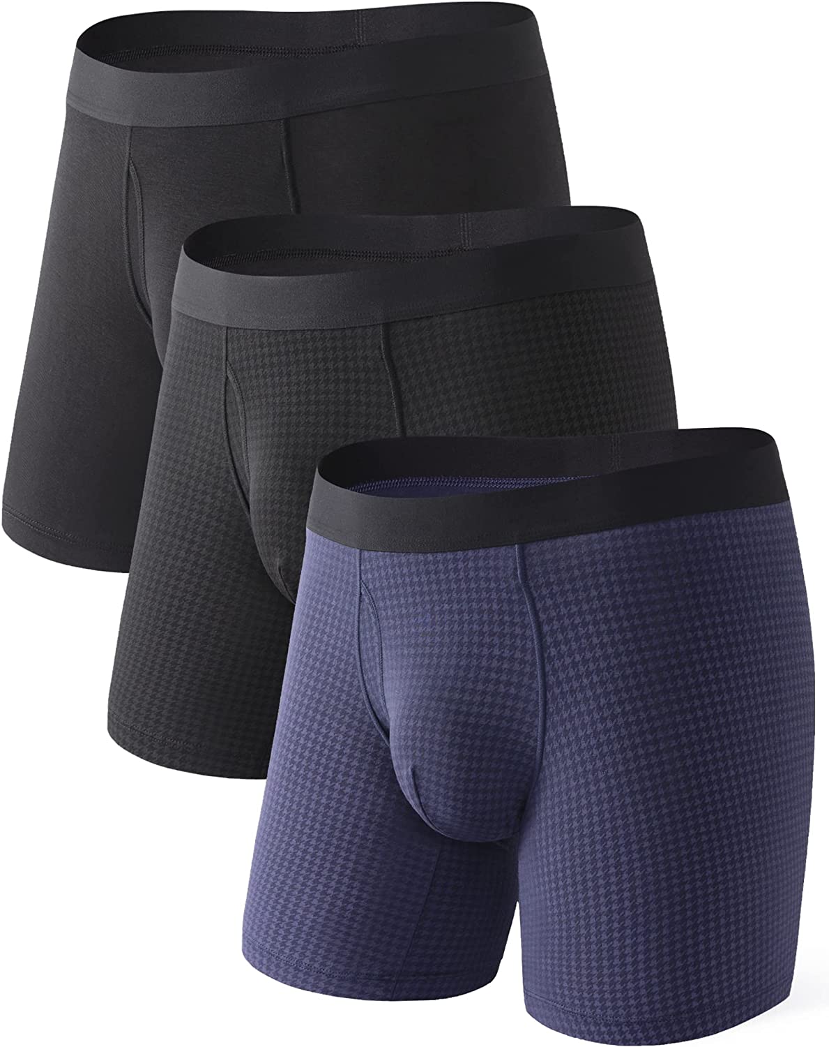 DAVID ARCHY Men's Soft Bamboo Rayon Breathable Pouch Underwear, Moisture-Wicking Stretch Boxer Briefs for Men, 3 Pack