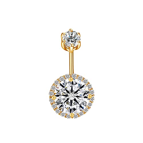 0.5CT-1.0CT GIA H-VS1 Round Shaped Diamond Belly Button Ring, Navel Ring, Luxury Body Jewelry, Piercing, Sexy Jewelry, 3 Gold Colors Available, Wholesale Available