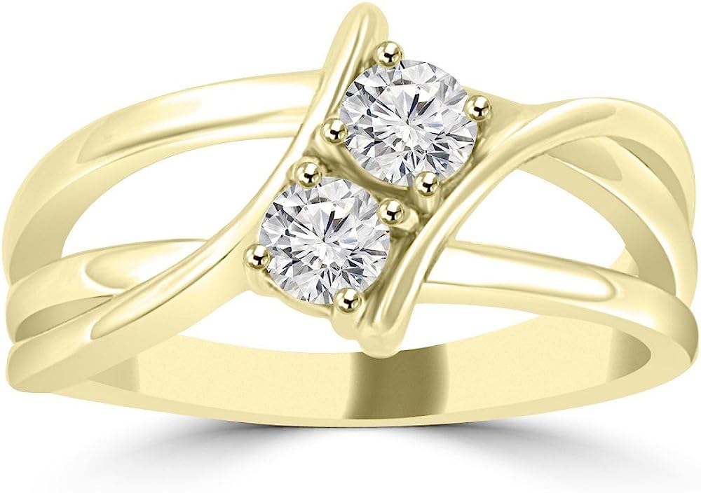 Madina Jewelry 0.50 ct Ladies Round Cut Diamond Anniversary Wedding Band Ring G Color SI-1 Clarity in 18 kt Yellow Gold