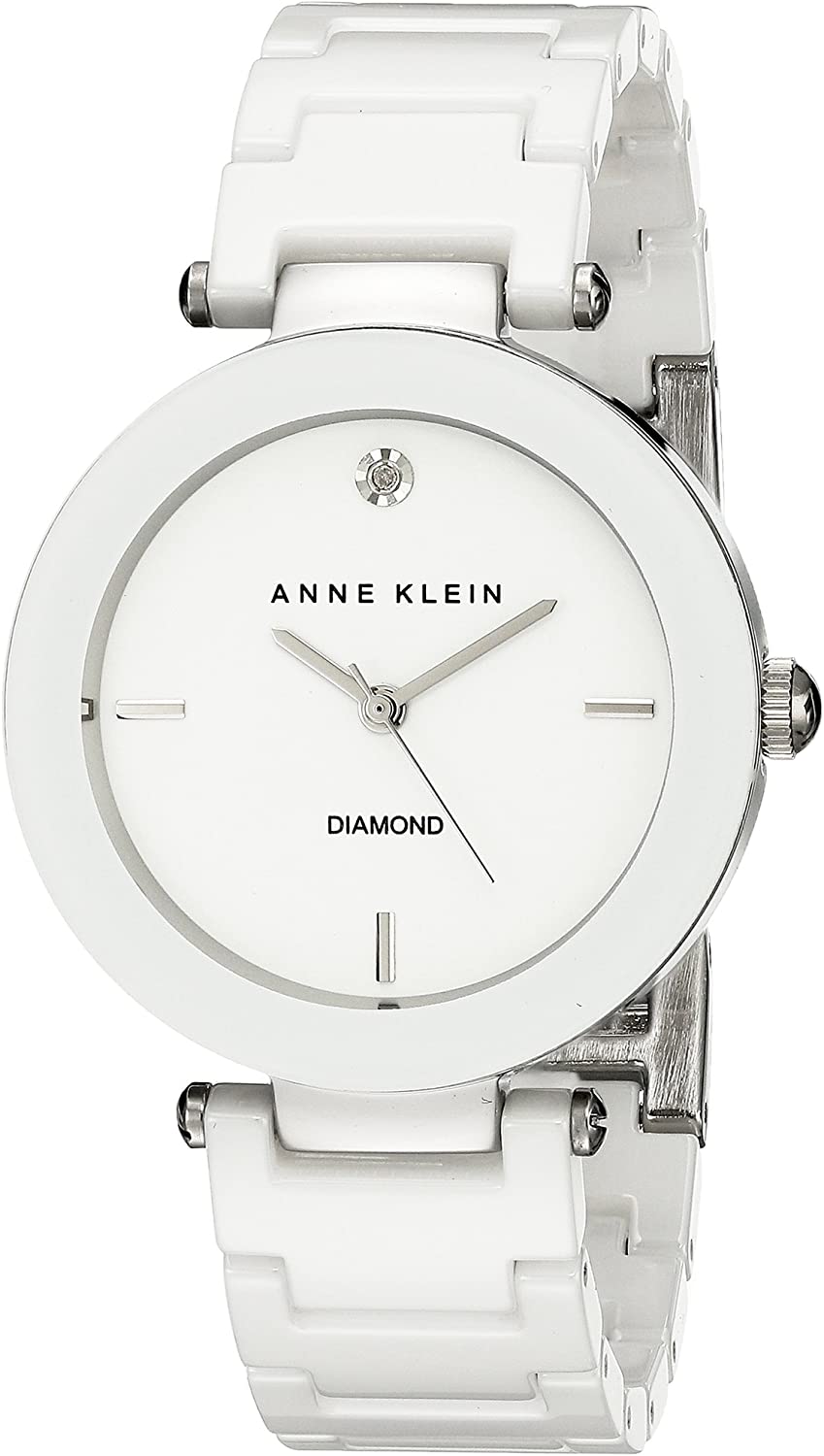 Anne Klein Women's Genuine Diamond Dial Ceramic Bracelet Watch